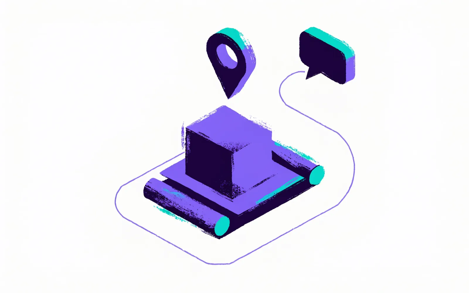 A parcel on a conveyor with delivery tracking updates